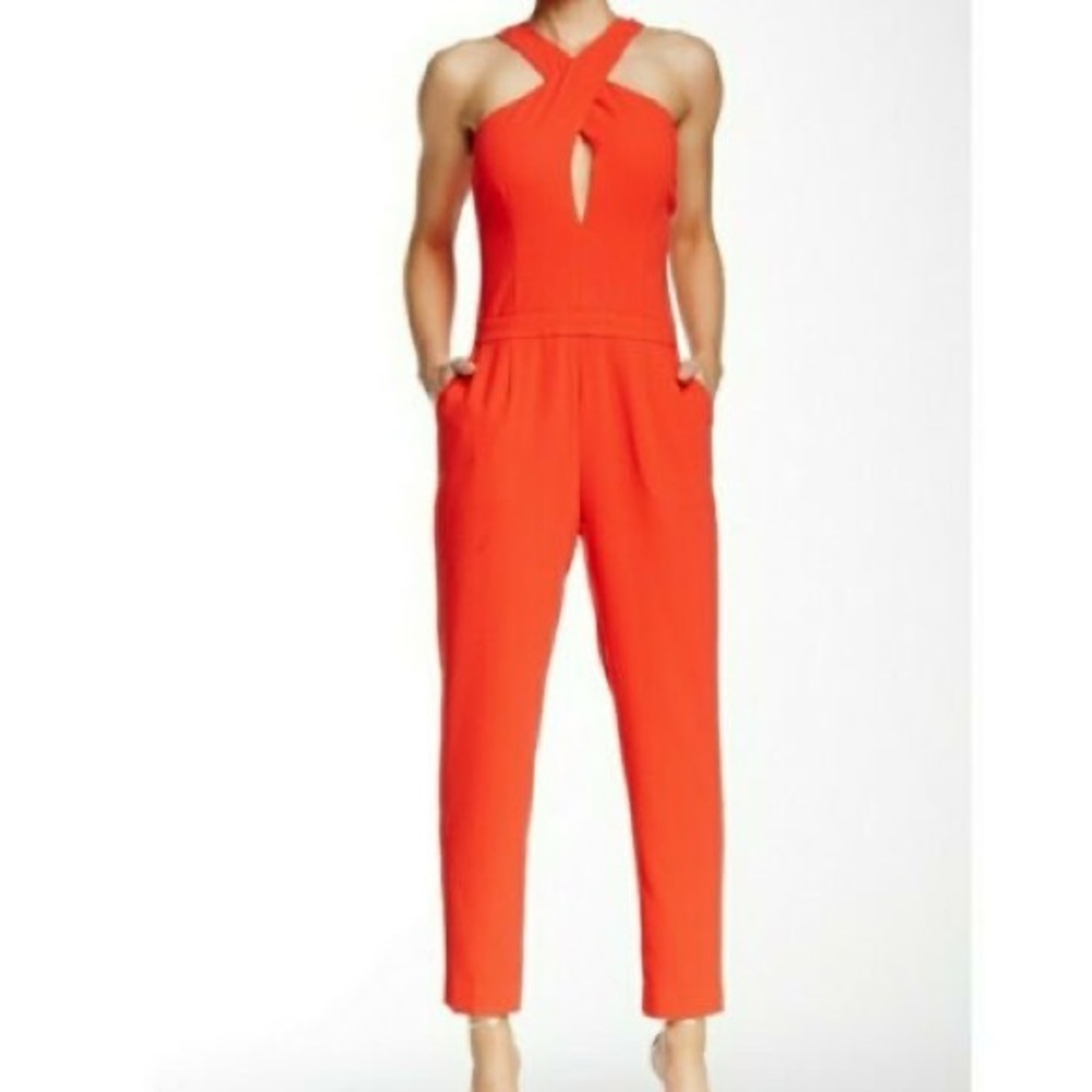 Trina Turk cross front keyhole tapered leg jumpsuit